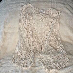 Garage Cream Crochet Lace Vest